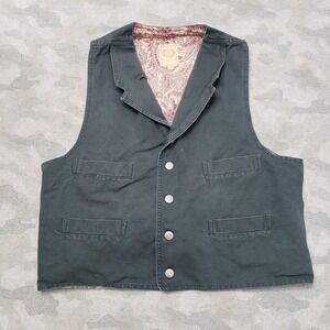 WAH Maker Frontier Vest Mens Large Green Western Cowboy Button